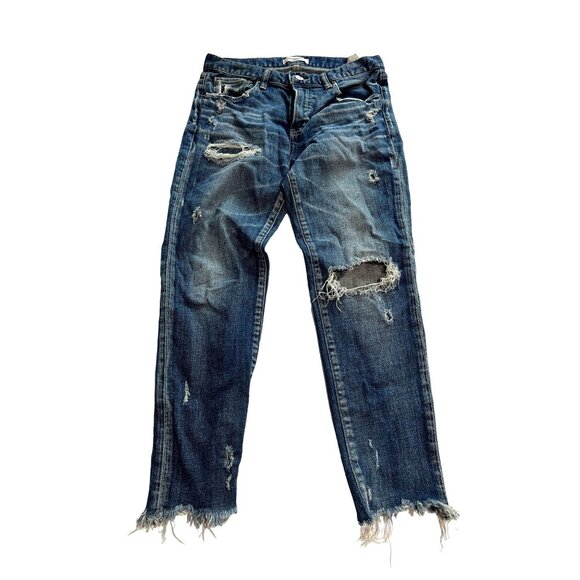 MOUSSY Vintage Isko Comfort Ridgewood Distressed Jeans in Blue Denim - Picture 1 of 7